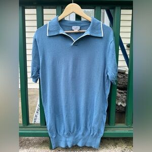 Spier & Mackay cotton knit polo in Petrol Blue Size Large